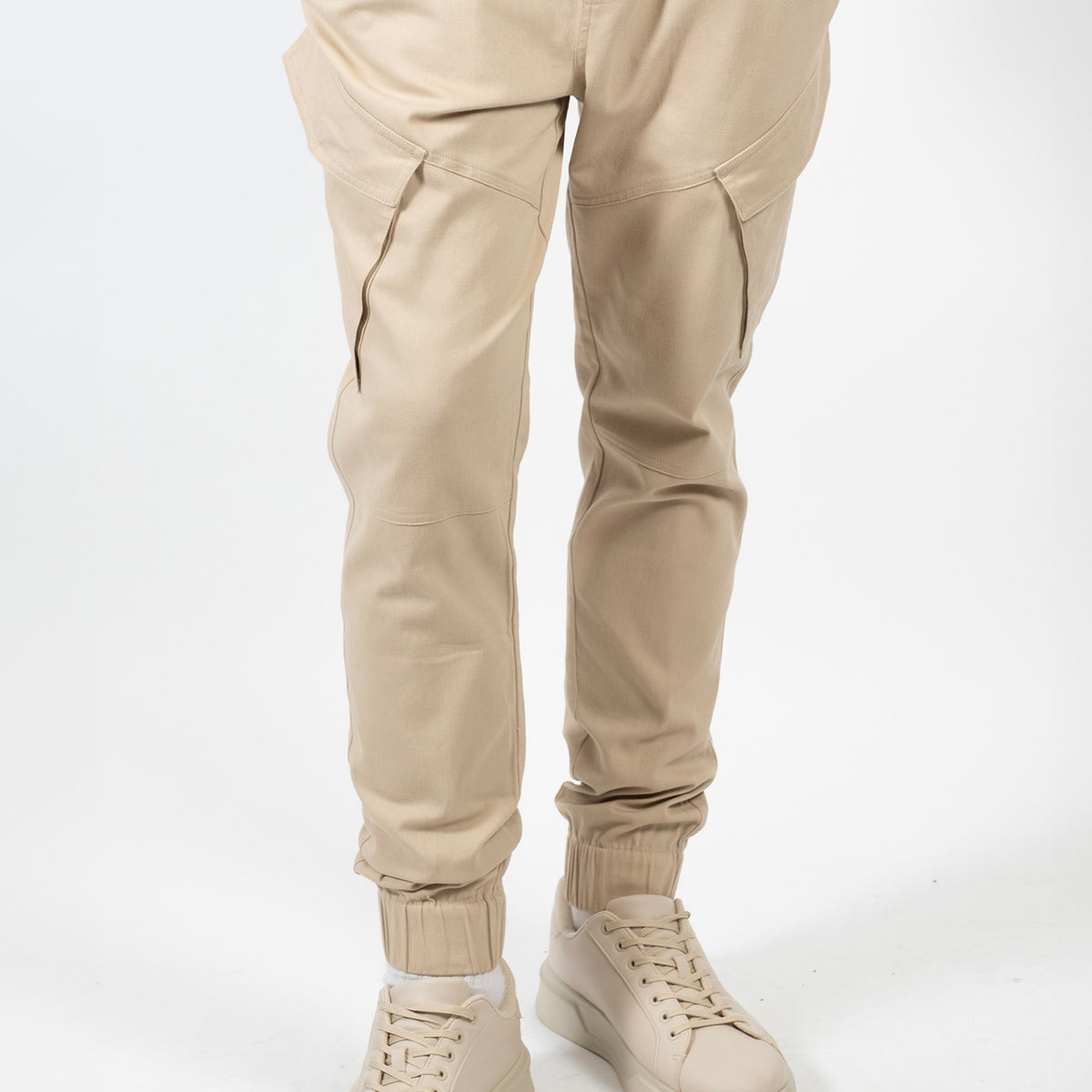Men's Polyester-Spandex Twill Cargo-Design Track Pants / Joggers with  Multifunctional Curvy Zip Pouch Pockets. Suitable