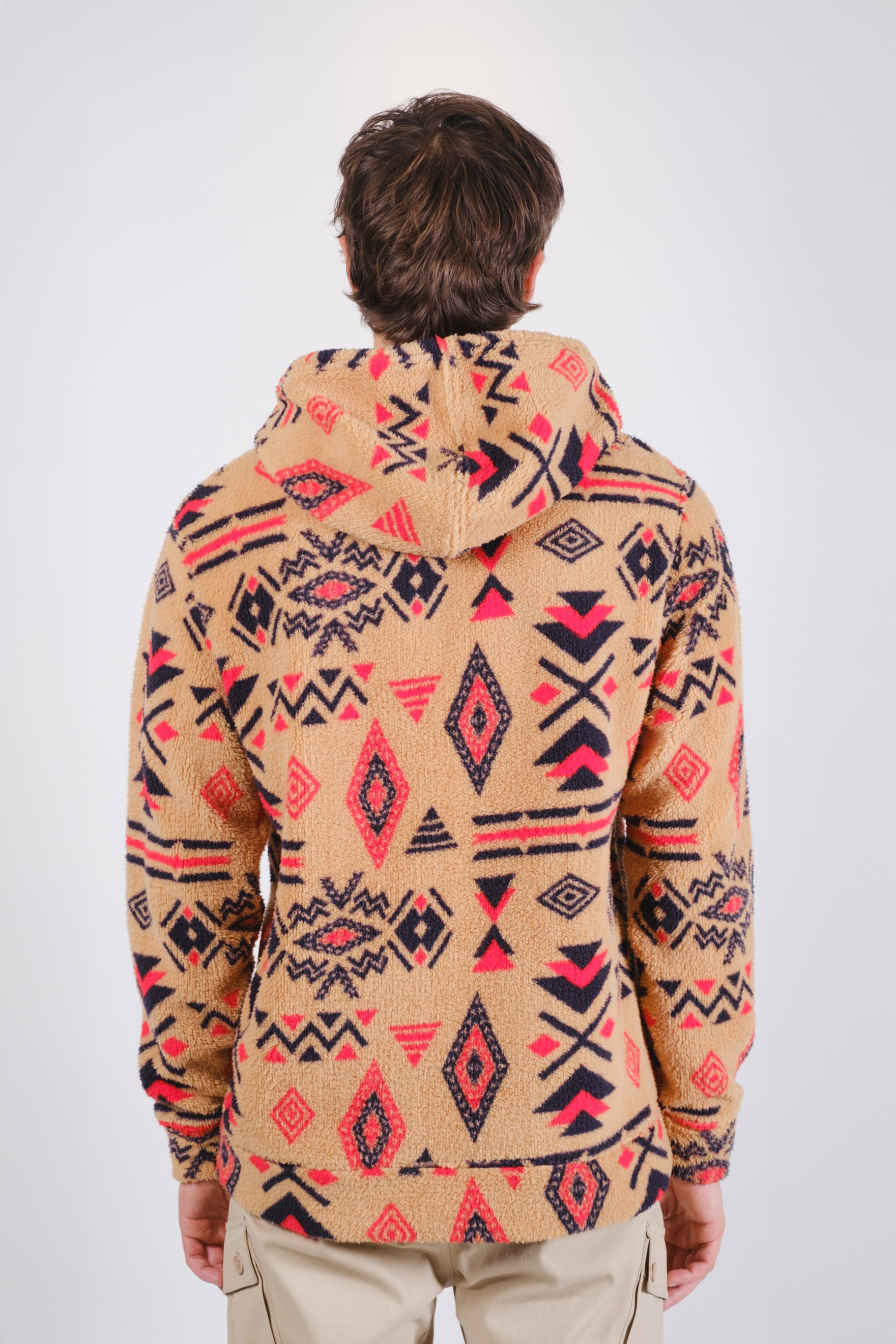 Printed Sherpa Hoodie #color_camel