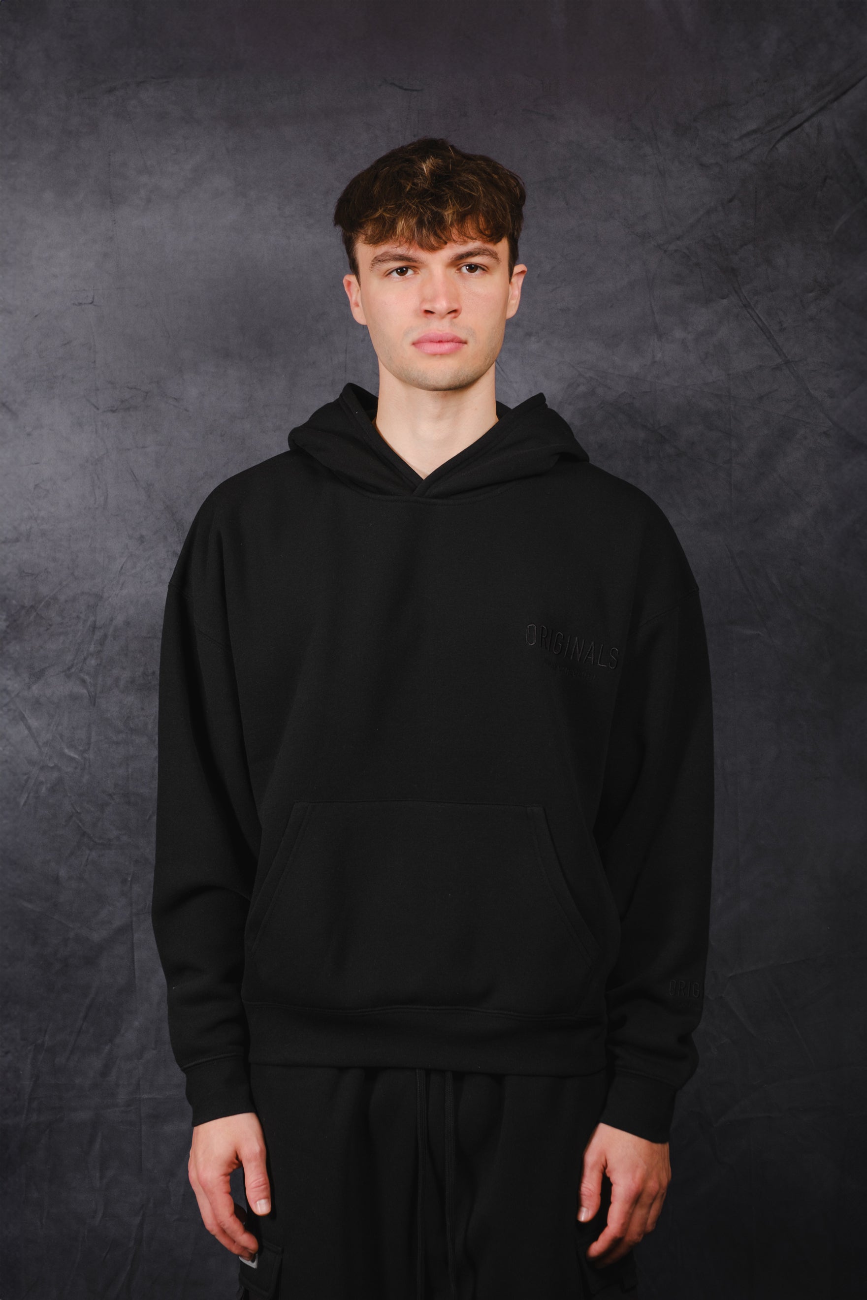 Black hoodie fashion embroidered