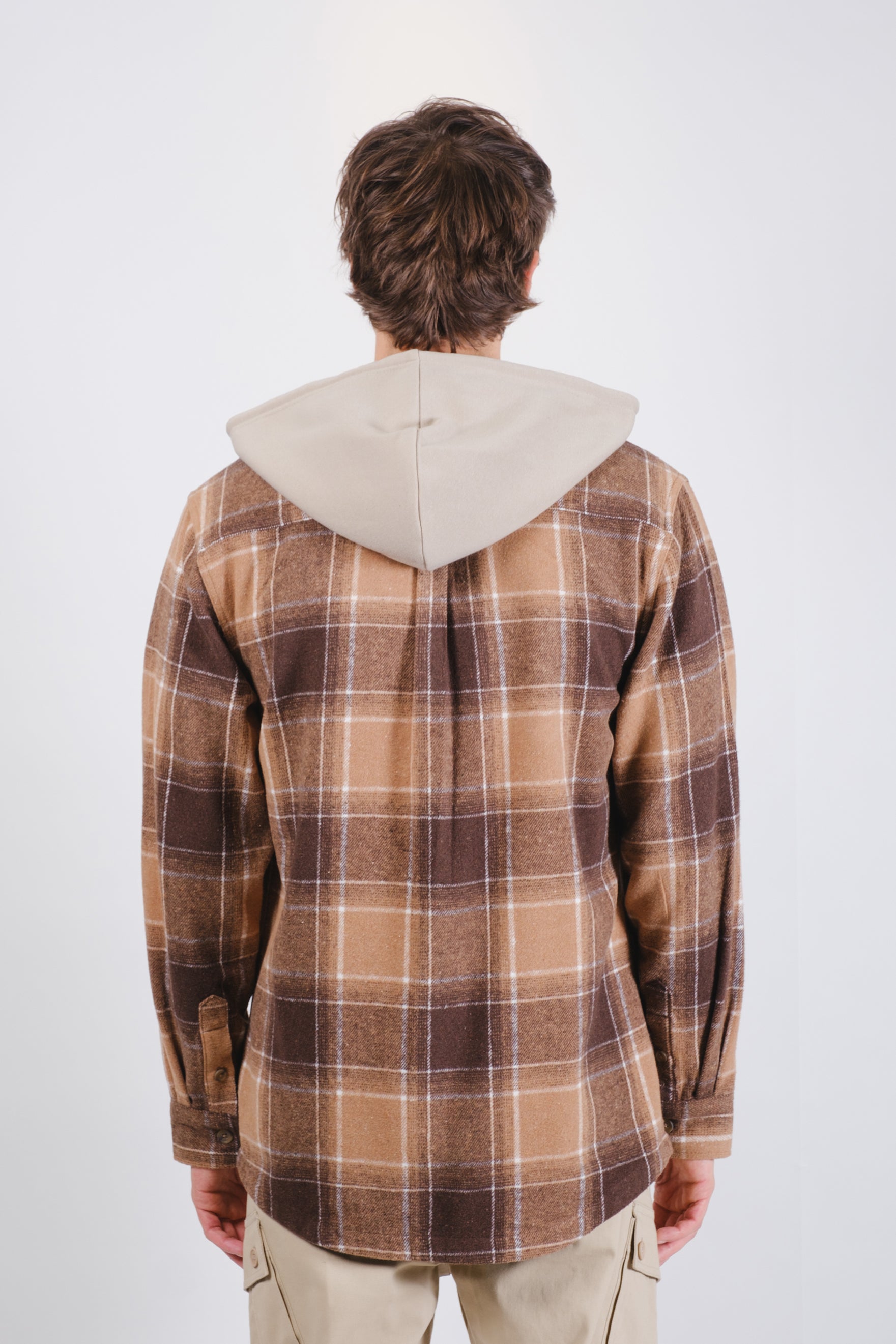 Men’s hooded flannel zip jacket
#color_toffee