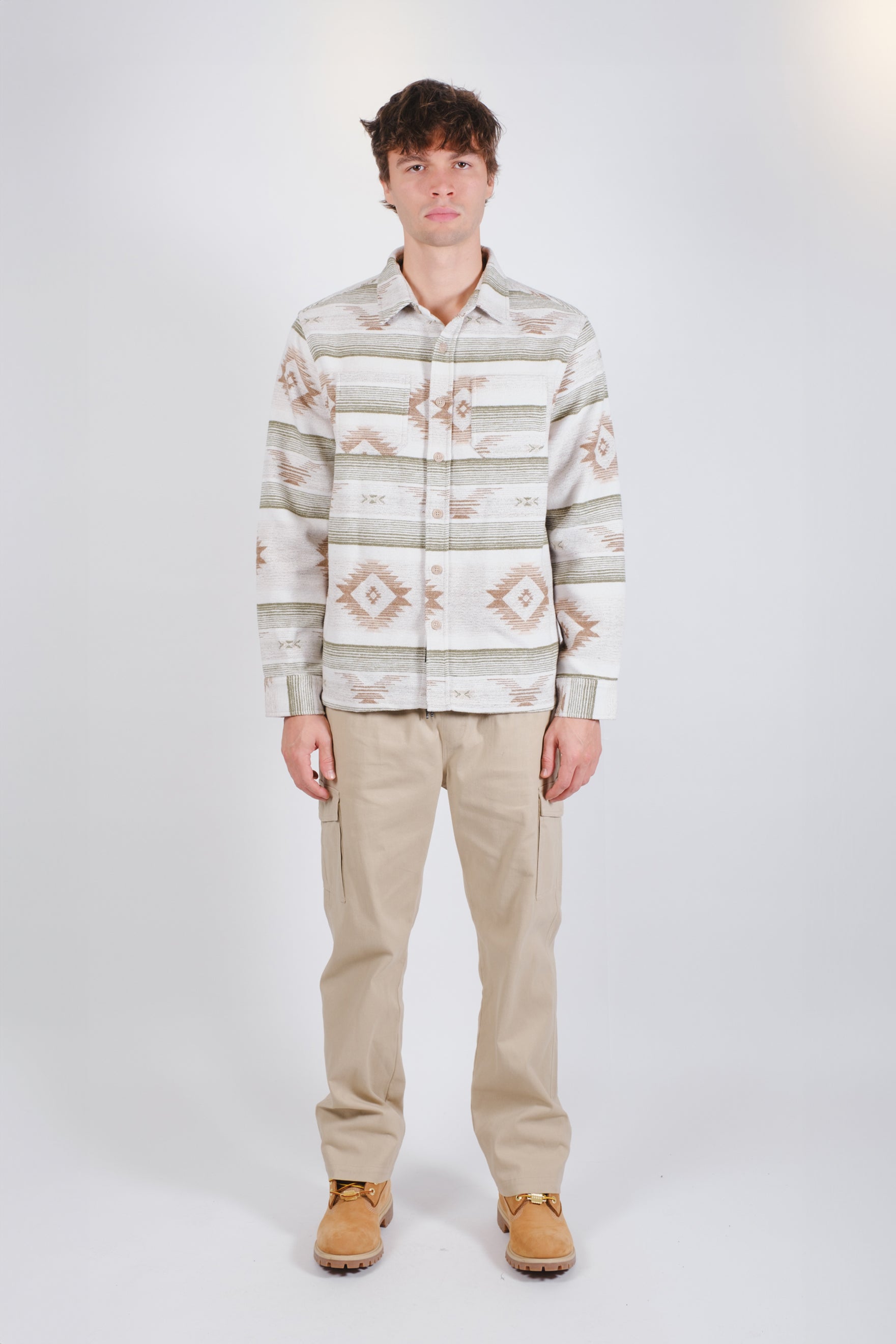 Men's Striped Native Jacquard Shacket
#color_ivory