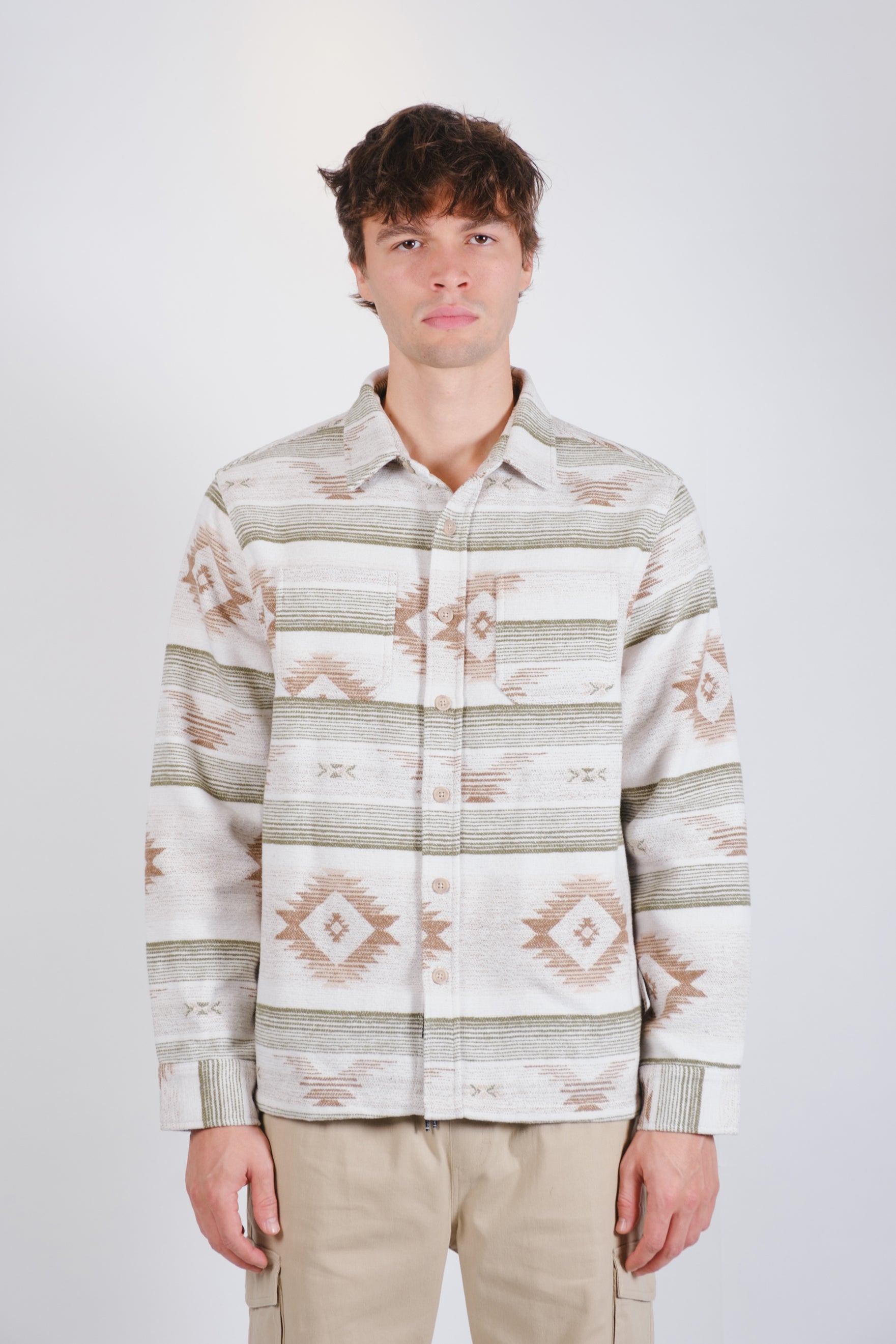 Striped Native Jacquard Shacket
#color_ivory