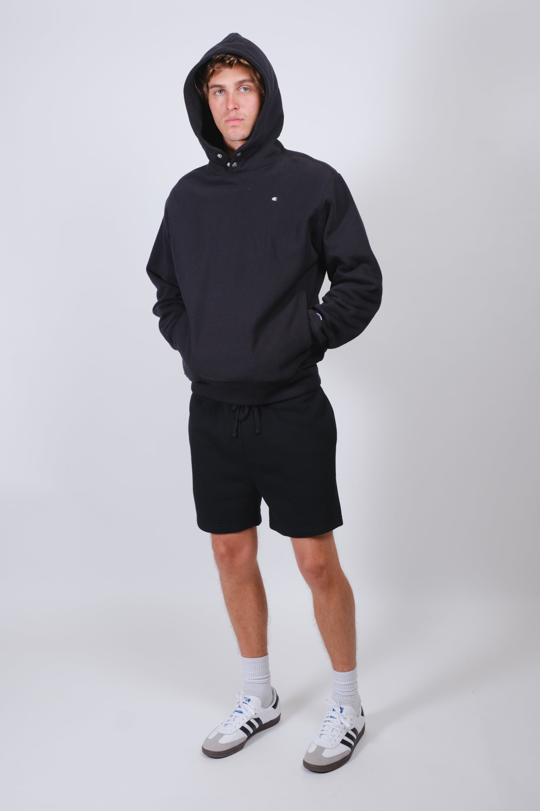 Versatile 2 Pack Fleece Shorts by Brooklyn Cloth, for comfort and style
#color_pumice stone/black