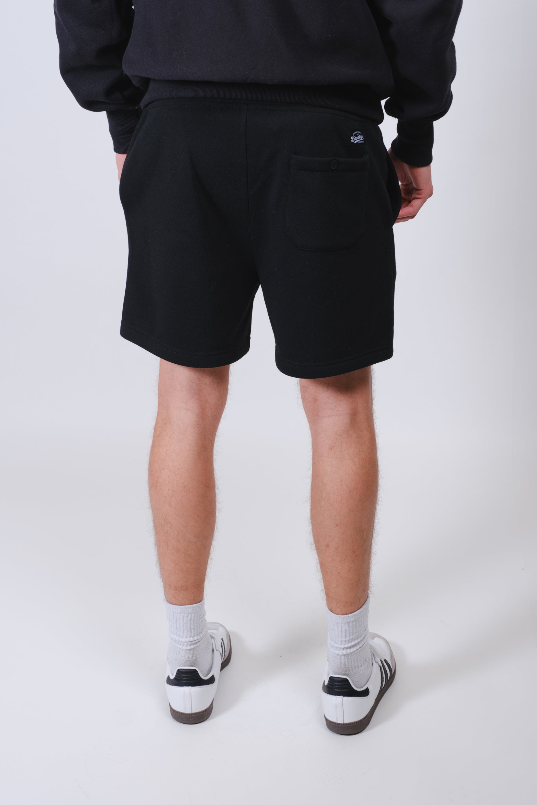 Stylish 2 Pack Fleece Shorts by Brooklyn Cloth with short inseam
#color_sand/black