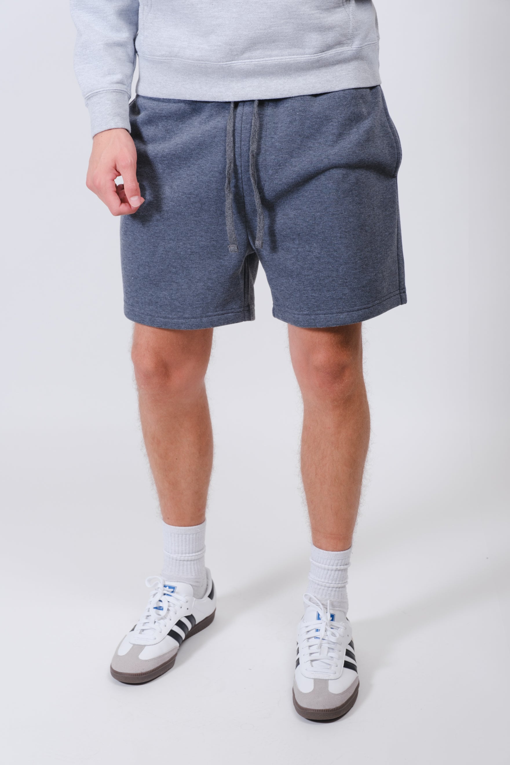 Stylish 2 Pack Fleece Shorts with updated 5 inch inseam by Brooklyn Cloth
#color_pumice stone/charcoal