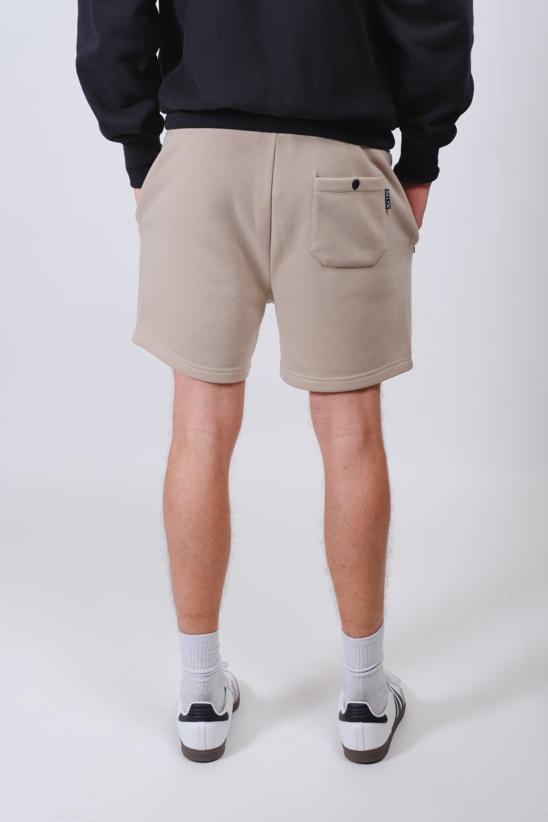 Men’s 2 Pack Fleece Shorts by Brooklyn Cloth with 5 inch inseam
#color_pumice stone/charcoal