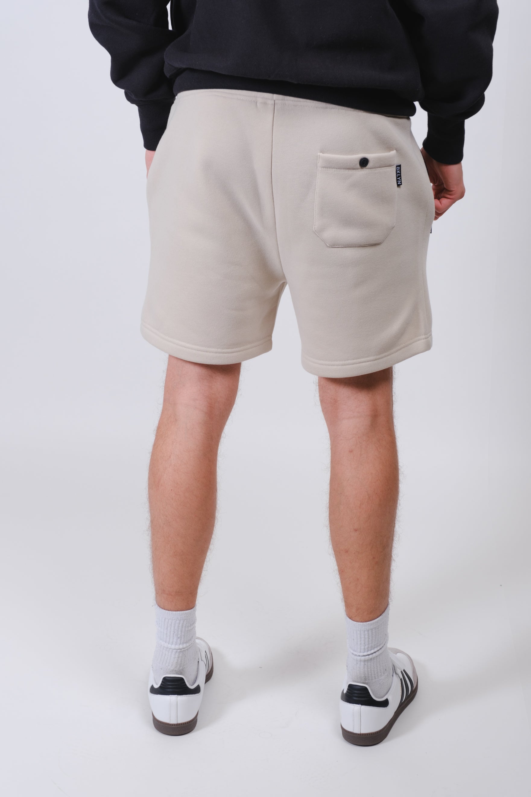 2 Pack Fleece Shorts for men, with 5 inch inseam and zip pocket
#color_sand/black