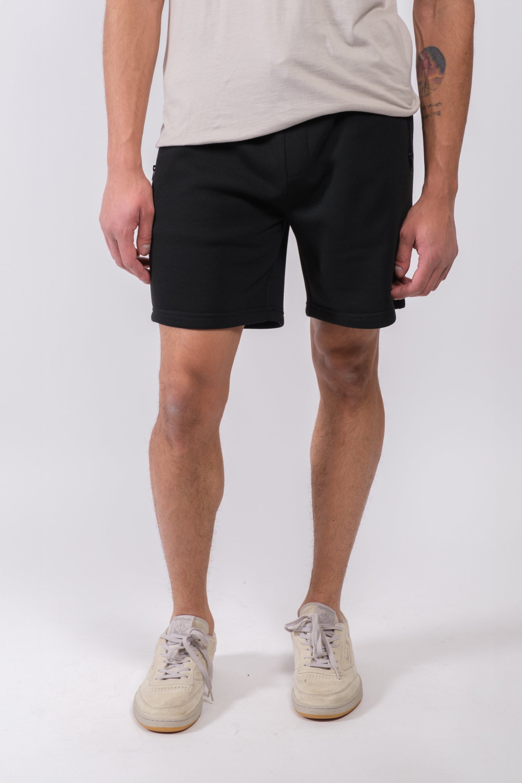 Mens fleece shorts with zip pockets best sale