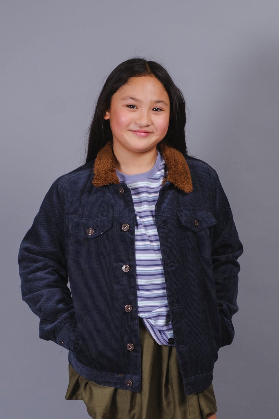 Kids corduroy trucker jacket with sherpa lining
#color_navy